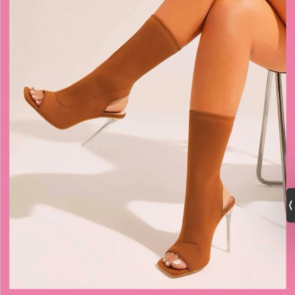 Cuccoo Knit Detail Stiletto Heeled Sandal Boot